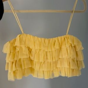 ZARA YELLOW RUFFLE Crop Cami M